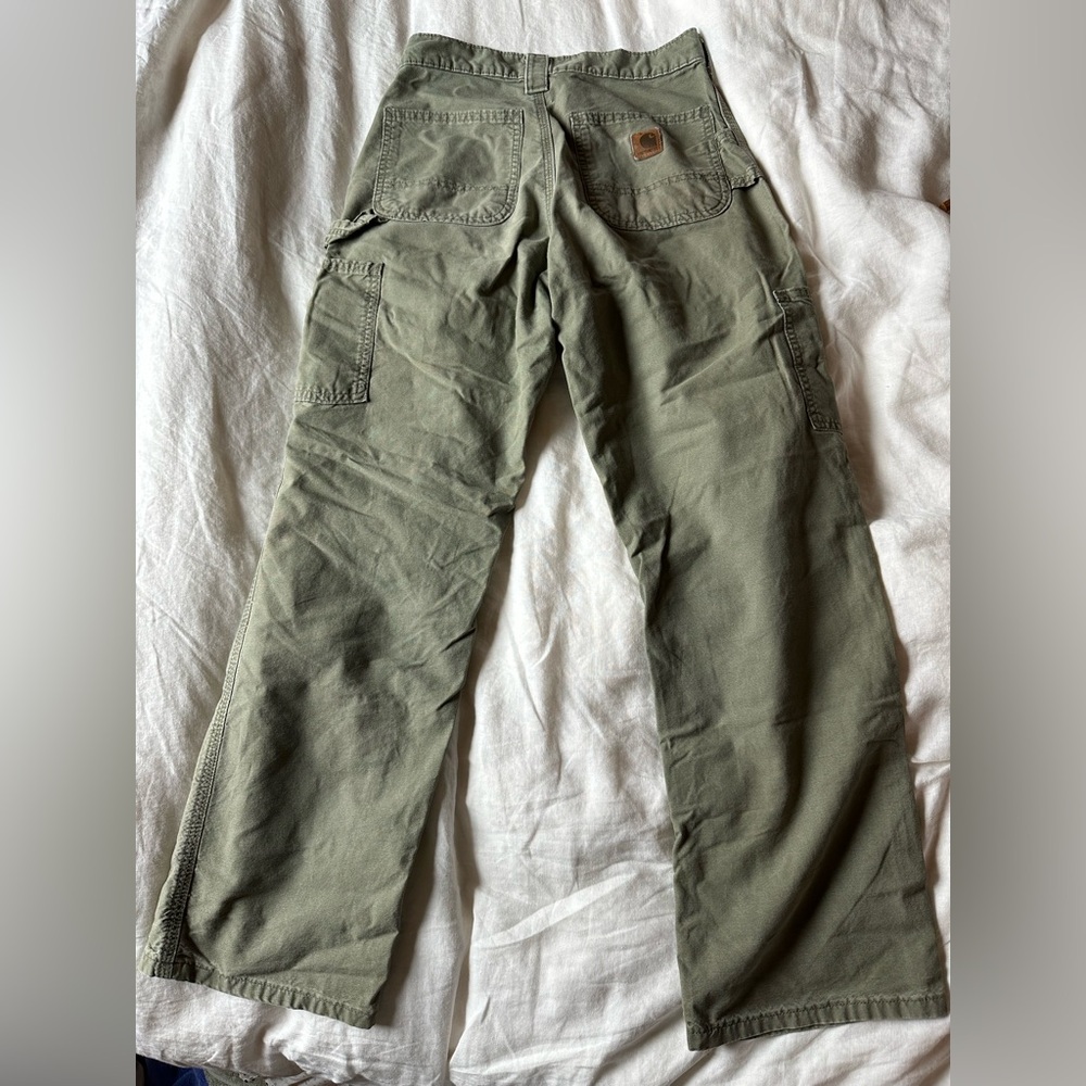 Carhartt Olive Green Cargo Work Pants - Picture 3 of 6